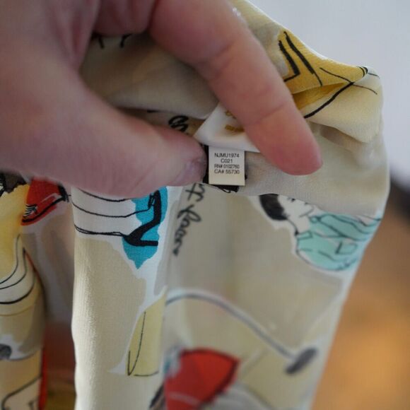 KATE SPADE PRINTED 100% SILK BLOUSE WOMENS SIZE 00 - Picture 6 of 9